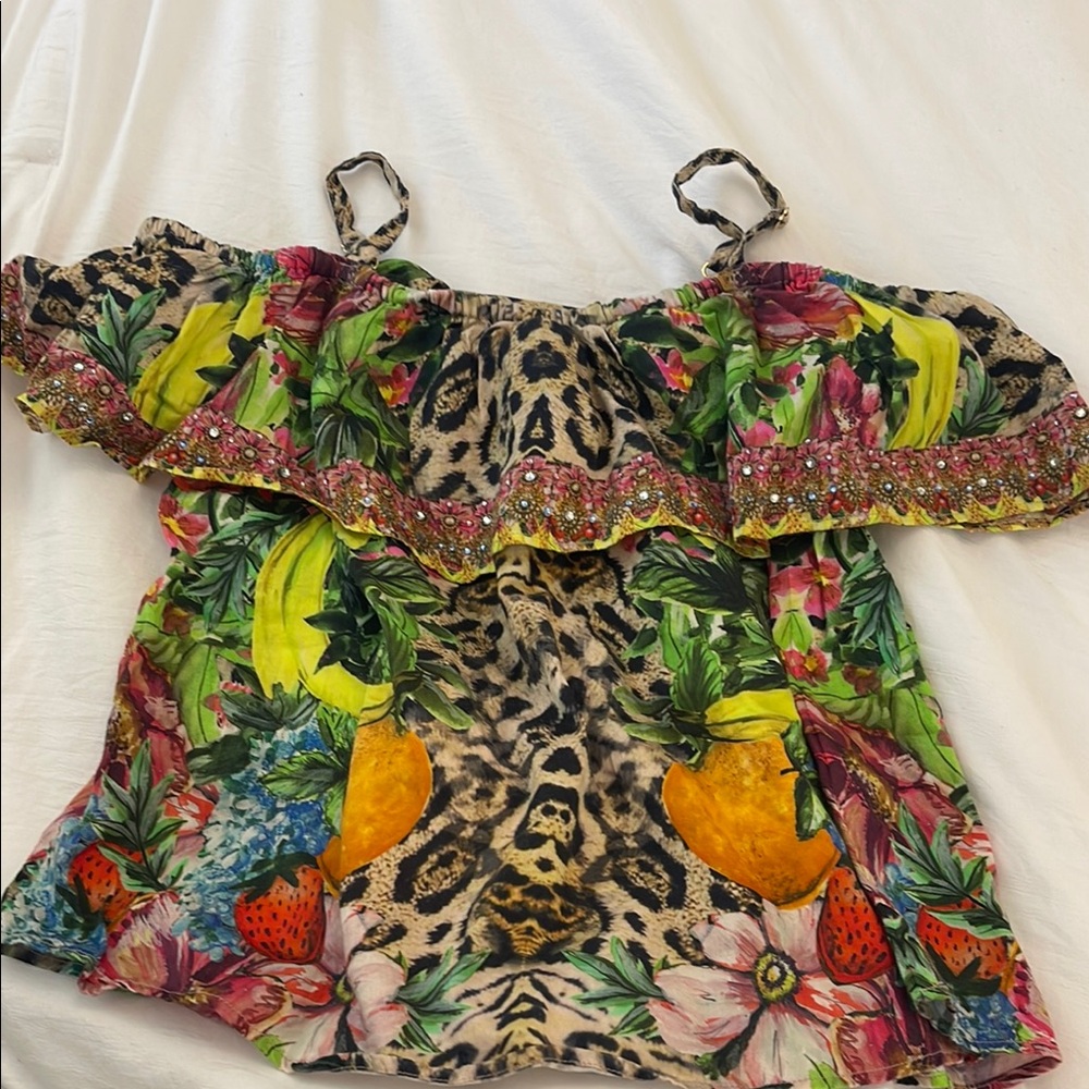 Camilla Kids Vibrant Off-Shoulder Floral and Animal Print Top
